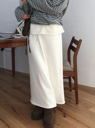 Arbel Mink Fur Banding Long Skirt