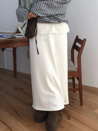 Arbel Mink Fur Banding Long Skirt