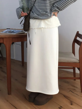 Arbel Mink Fur Banding Long Skirt