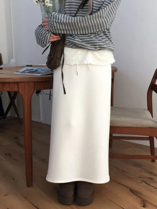 Arbel Mink Fur Banding Long Skirt