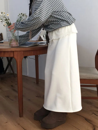 Arbel Mink Fur Banding Long Skirt