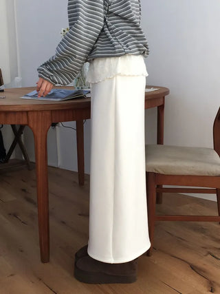 Arbel Mink Fur Banding Long Skirt