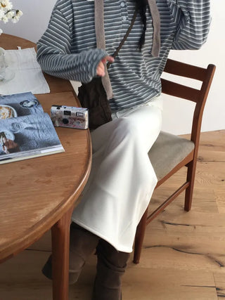 Arbel Mink Fur Banding Long Skirt