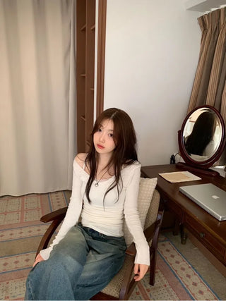 Bucket Vintage Washed Wide Denim Long Pants