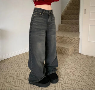 Bucket Vintage Washed Wide Denim Long Pants