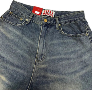 Bucket Vintage Washed Wide Denim Long Pants