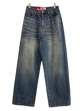 Bucket Vintage Washed Wide Denim Long Pants