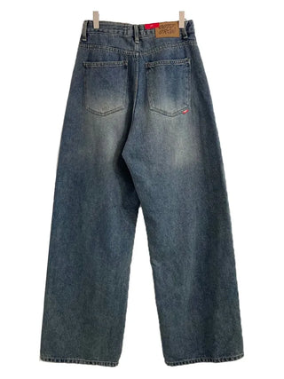 Bucket Vintage Washed Wide Denim Long Pants