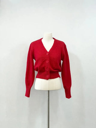 Vien warm soft thick V-neck loose-fit knit cardigan knit muffler set