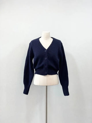 Vien warm soft thick V-neck loose-fit knit cardigan knit muffler set
