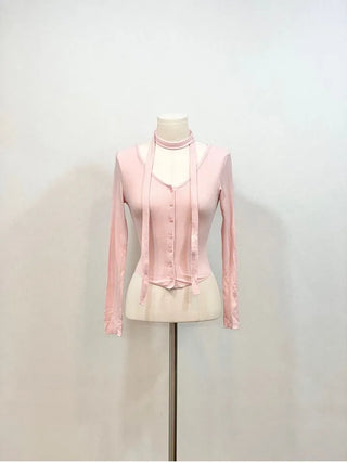 Debbie Muffler Slim Glam Fit Button-Up Cardigan Set