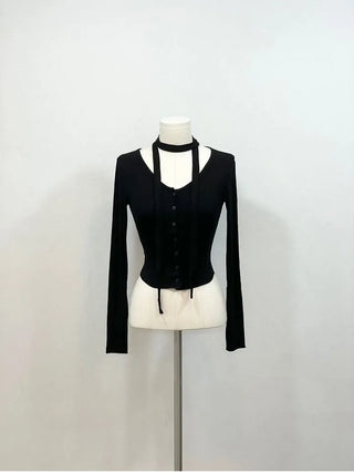 Debbie Muffler Slim Glam Fit Button-Up Cardigan Set
