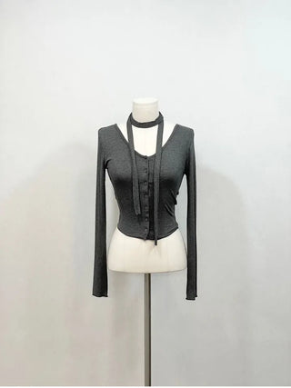 Debbie Muffler Slim Glam Fit Button-Up Cardigan Set