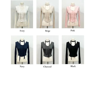 Debbie Muffler Slim Glam Fit Button-Up Cardigan Set