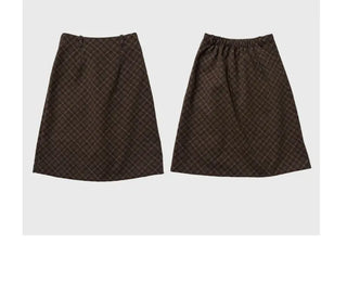 Miroa Vintage Check Banding Midi Skirt