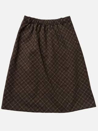 Miroa Vintage Check Banding Midi Skirt