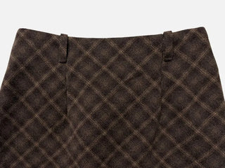 Miroa Vintage Check Banding Midi Skirt