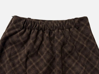 Miroa Vintage Check Banding Midi Skirt