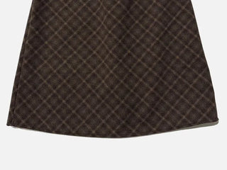 Miroa Vintage Check Banding Midi Skirt