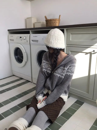 Miroa Vintage Check Banding Midi Skirt