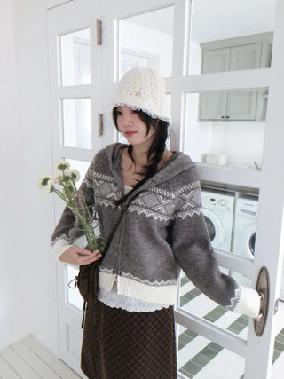 Miroa Vintage Check Banding Midi Skirt