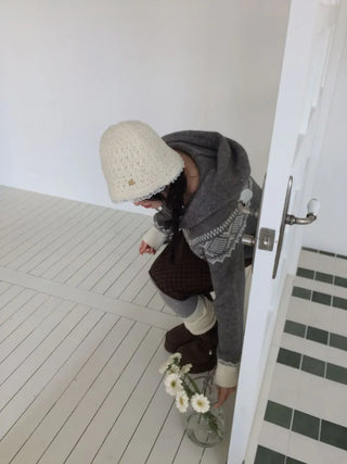 Miroa Vintage Check Banding Midi Skirt