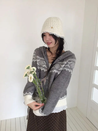 Miroa Vintage Check Banding Midi Skirt