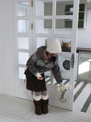 Miroa Vintage Check Banding Midi Skirt