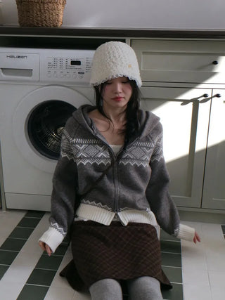 Miroa Vintage Check Banding Midi Skirt