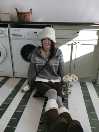 Miroa Vintage Check Banding Midi Skirt