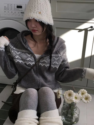 Miroa Vintage Check Banding Midi Skirt