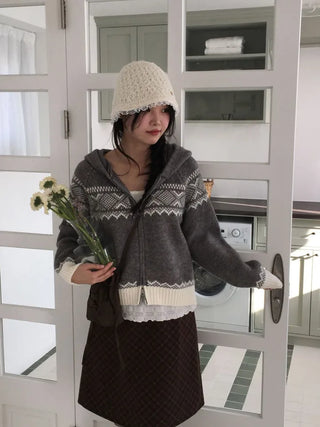 Miroa Vintage Check Banding Midi Skirt