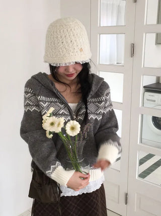 Miroa Vintage Check Banding Midi Skirt