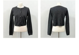 Kimi Cashmere Basic Round Neck Long Sleeve Button Cardigan