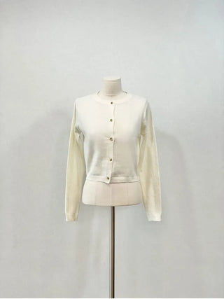 Kimi Cashmere Basic Round Neck Long Sleeve Button Cardigan