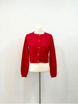 Kimi Cashmere Basic Round Neck Long Sleeve Button Cardigan