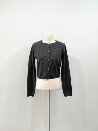 Kimi Cashmere Basic Round Neck Long Sleeve Button Cardigan