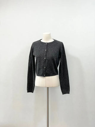 Kimi Cashmere Basic Round Neck Long Sleeve Button Cardigan