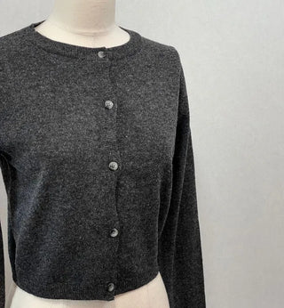 Kimi Cashmere Basic Round Neck Long Sleeve Button Cardigan