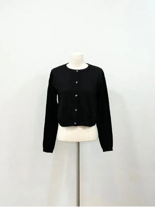 Kimi Cashmere Basic Round Neck Long Sleeve Button Cardigan