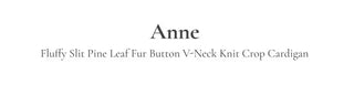 Anne Fluffy Team Pine Needle Fur Button V-Neck Knit Crop Cardigan