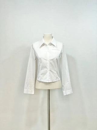 Danes Slim Fit Pin Tuck Cut Rolled Long Sleeve Shirt