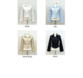 Danes Slim Fit Pin Tuck Cut Rolled Long Sleeve Shirt