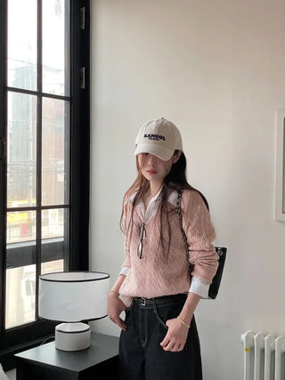 Eder Lambswool Cable Twist V-Neck Loose Fit Knit