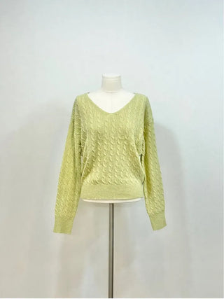 Eder Lambswool Cable Twist V-Neck Loose Fit Knit