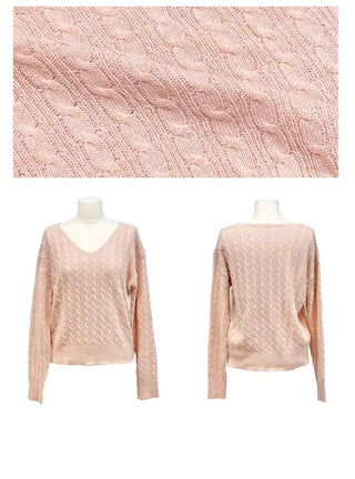 Eder Lambswool Cable Twist V-Neck Loose Fit Knit