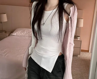 Newmer tension glam fit side slit long sleeveless