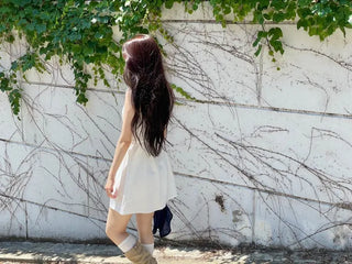 French ribbon shirring button string bustier mini one-piece dress