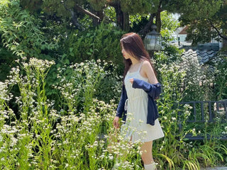 French ribbon shirring button string bustier mini one-piece dress