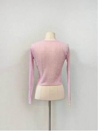 Bagel Malafit wrinkle see-through V-neck button long-sleeve cardigan